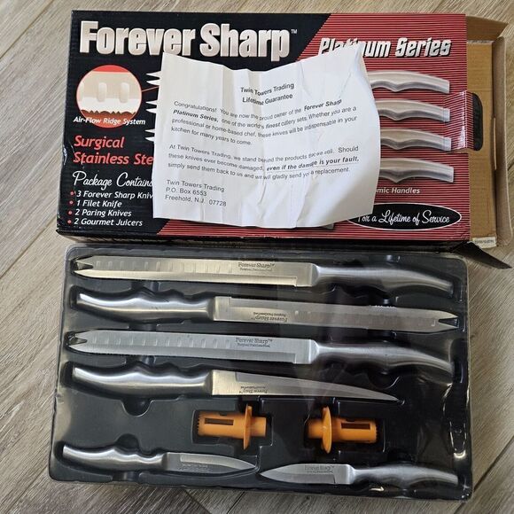 Forever Sharp Platinum Series 8 Piece Knife Set Surgical Stainless Steel Blades - Picture 4 of 8